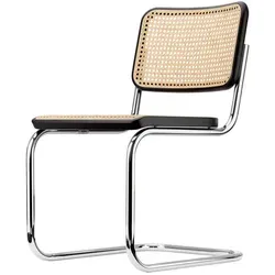 Thonet S 32 V Stuhl - Eleganz in Chrom und Buche - Klassischer freischwingender Stuhl von Marcel Breuer, kombiniert Stahlrohr, Holz und Rohrgeflecht für zeitloses Design und hohen Sitzkomfort.