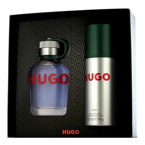 HUGO BOSS Hugo Man Eau de Toilette & Deodorant-Spray Set für Herren - Ein stilvolles Geschenkset mit 75 ml HUGO Man Eau de Toilette und 150 ml Deodorant-Spray. Perfekt für den modernen Mann, der einen frischen, aromatischen Duft schätzt und den ganzen Tag über für einen bleibenden Eindruck sorgt.