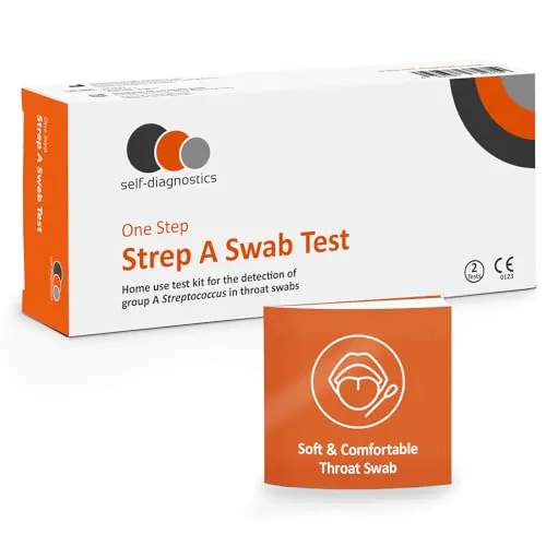 2x self-diagnostics Strep A Test - Streptokokken Schnelltest mit Rachenabstrich - Heimtest zum Nachweis des Gruppe-A-Streptokokken-Antigens - Förderung des häuslichen Wohlbefindens für Ihre Familie