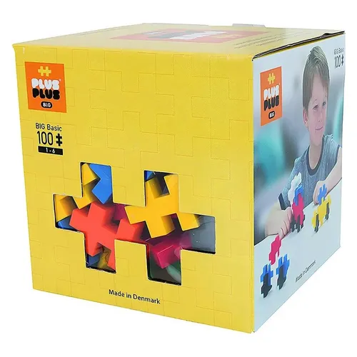 Plus-Plus 9603210 - Open Play BIG Basic, 100 Bausteine - Konstruktionsspielzeug mit 100 bunten Bausteinen im praktischen, reisefreundlichen Behälter. Ideal für kreative Spielstunden zu Hause und unterwegs.