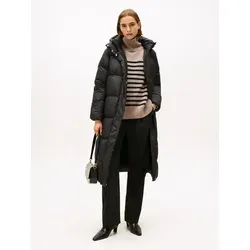 Daunenmantel TOMMY HILFIGER "MODERN DOWN REG MAXI COAT" Damen XL, schwarz - Funktionsjacke mit wärmenden Daunen, pflegeleicht und ideal für kalte Tage in der Stadt oder beim Elternabend.
