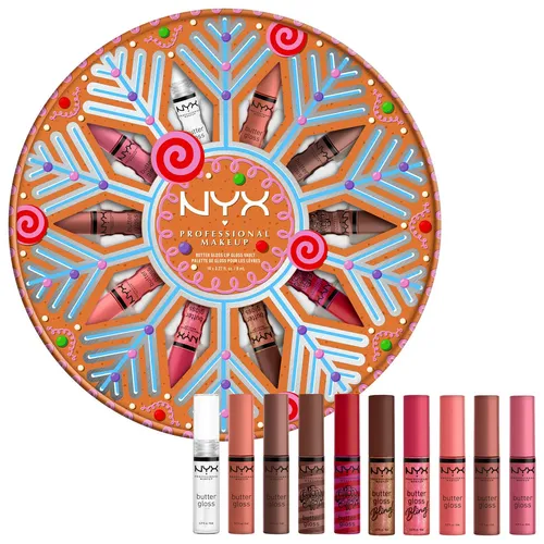 NYX PROFESSIONAL MAKEUP Lipgloss HOLIDAY 2025 BUTTER GLOSS KIT, 4-tlg. - Das Holiday 2025 Butter Gloss Kit von NYX Professional Makeup bietet 10 schimmernde Farben für einen glänzenden Look. Ideal für die Feiertage, für strahlende Lippen ohne klebriges Gefühl!