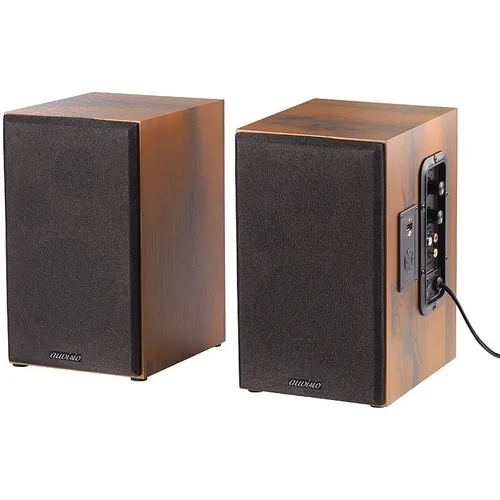 auvisio Lautsprecher Holzgehäuse - Aktives Stereo-Regallautsprecher-Set mit 80 Watt, Bluetooth für kabellose Musikübertragung und USB-Ladefunktion