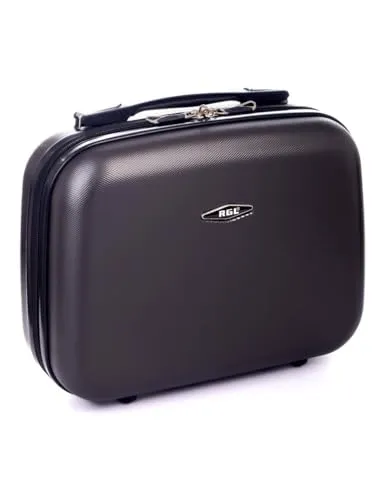 Hartschalen Kosmetikkoffer Tasche | Beauty Case Reise Kosmetik Schminkkoffer (Beautykoffer) mit Trolleyschlaufe, abschließbar und als Reise-Handgepäck geeignet (Schwarz, 33x28x14 cm)