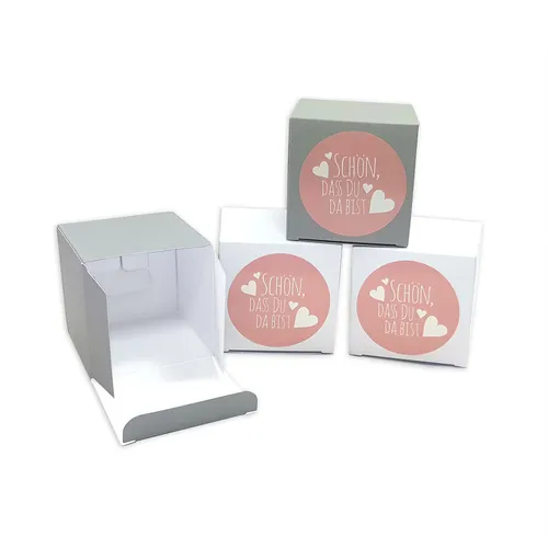 Gastgeschenke Hochzeit groß, Faltschachteln+Aufkleber Pillow box 24