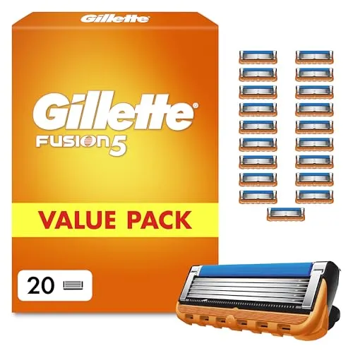 Original Gillette Fusion5 Rasierklingen 20er Pack - Nassrasierer Ersatzklingen mit 5 Klingen für eine sanfte und gründliche Rasur, ideal für den täglichen Gebrauch.