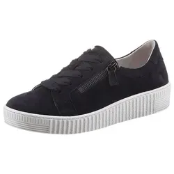 Gabor Plateausneaker mit zwei Reißverschlüssen - Sportlicher Freizeitschuh in Dunkelblau - Stylischer Plateausneaker in Größe 37, mit Gabor BEST FITTING Technologie für optimalen Tragekomfort. Ideal für den Alltag, kombiniert sportliches Design mit hochwertigem Ziegenveloursleder.