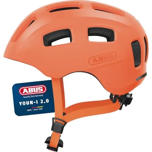 ABUS Youn-I 2.0 Fahrradhelm mit Licht - Mono Orange, Größe S - Der ABUS Youn-I 2.0 ist der ideale Fahrradhelm für Kinder, Jugendliche und Erwachsene. Mit optimaler Passform, modernem Design und integrierten LED-Licht bietet er Sicherheit und Stil auf jedem Weg.