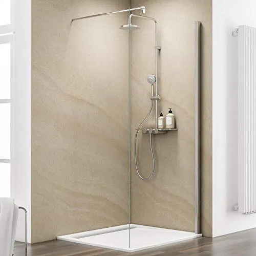 Schulte EP120081 41 500 MasterClass M6 Duschwand Walk In, 80 x 200 cm - Duschkabine aus 6 mm Echtglas in Chromoptik, mit fixil-Glassiegel für einfache Reinigung und Schutz vor Kalkablagerungen. Ideal für modernen Komfort im Bad!