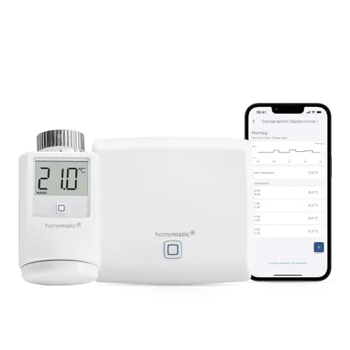 Homematic IP Smart Home Starter Set Mini Heizen – Standard, Digitale Steuerung Heizung + App, Alexa, Google Assistant, einfache Installation, Energie sparen, Thermostat, Heizungsthermostat, 158096A1