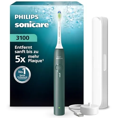 Philips Sonicare 3100 Series HX4033/26 Waldgrün - Die Philips Sonicare 3100 Series HX4033/26 Waldgrün überzeugt mit integriertem Drucksensor und drei Putzintensitäten. Mit dem praktischen Reiseetui und einem 2-Minuten-Timer bist du bestens für unterwegs gerüstet.