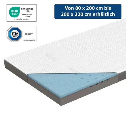 Genius Eazzzy Topper Deluxe 80x200x9cm H2 H3 - Matratzenauflage aus Gelschaum, 9 cm hoch für optimalen Schlafkomfort, ideal für Allergiker und mit waschbarem Bezug ausgestattet.