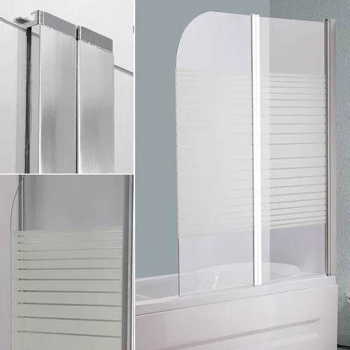 Feel2Home Badewannenaufsatz Klemmmarkise 300cm - Badewannenaufsatz aus hochwertigem ESG-Sicherheitsglas, elegant mit Milchglas-Streifen, platzsparend und einfach zu montieren für ein modernes Badezimmer-Upgrade.