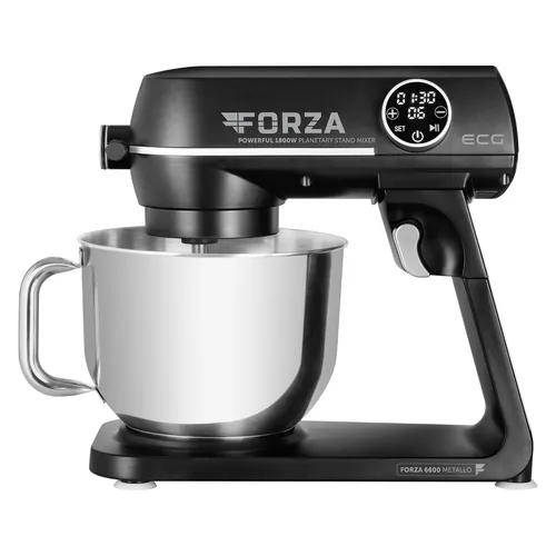ECG FORZA 6600 Metallo Nero Küchenmaschine, 1800 W - Vielseitige Küchenmaschine für kreative Kochideen, kraftvoll mit 1800 W, ideal zum Mixen und Pürieren, platzsparendes Design.