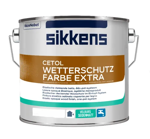 Sikkens Cetol Wetterschutzfarbe Extra Weiß 2,5L - Lacke - Hochwertige Dauerschutzfarbe für Holz mit exzellentem Wetterschutz, seidenmattem Glanz und schneller Trocknung in 2-4 Stunden.