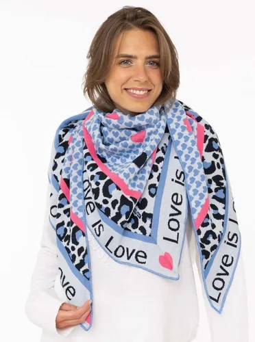 Zwillingsherz Dreieckstuch Love is Love, Feinstrick, Schriftzug, Animal-Muster, wärmend