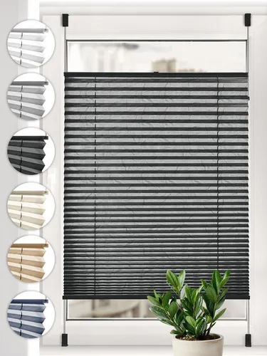 Sonello Plissee crush Klemmfix ohne Bohren, blickdicht, Klemmfix, verspannt, 30cm x 100cm Anthrazit Faltrollo, Easyfix, Blickdicht, Lichtschutz Sonnenschutzrollo verspannt, Jalousie Rollo für Fenster & Tür, einfache Montage, in verschiedenen Farben und Größen