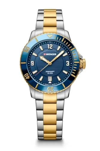 Wenger Seaforce Damenuhr 01.0621.114 – Sportliche Quarzuhr mit 20 ATM - Elegante Wenger Seaforce Damenuhr (36mm) mit Swiss Made Quarzwerk. Wasserdicht bis 20 ATM, ideal für sportliche Aktivitäten und den täglichen Gebrauch. Robustes Edelstahlgehäuse mit drehbarer Lünette.