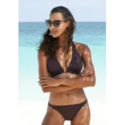 s.Oliver Triangel-Bikini-Top Rome - Neckholder-Bikini mit breitem Bündchen in Braun, herausnehmbaren Softcups und eleganten Zierring-Applikationen für einen stilvollen Auftritt am Strand.