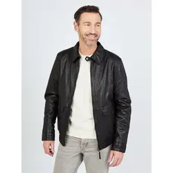 JCC Lederjacke Samuel Black 62 - Funktionsjacken mit Hemdkragen und elastischem Strickbund für idealen Sitz. Gerader Reißverschluss und seitliche Einschubtaschen sorgen für Funktionalität und Stil.