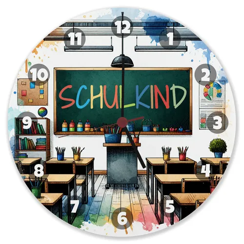 Schulkind Wanduhr aus Alu