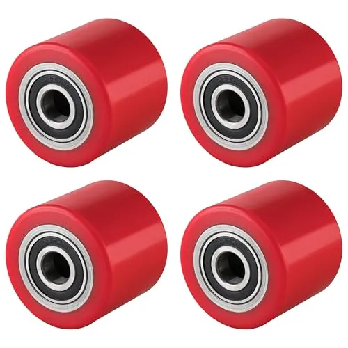 Stück Hubwagenrollen Polyurethan 80 x 70 mm, Achse 20 mm - 4 Stück Polyurethan Hubwagenrollen, ideal für raue Böden. Geringer Abrieb und Rollwiderstand, dämpfen Vibrationen und sorgen für geräuscharmen Lauf. Perfekt für vielseitige Einsätze!