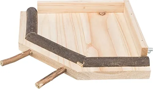 Landing area with perches wood 19x19 cm - Sitzstangen für Vogelkäfige, inklusive 2 Schraubperches für optimale Sicherheit und Komfort