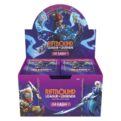 Riftbound TCG League of Legends UNLEASHED Booster Box Display ENG - Entfesselte Booster-Box für das beliebte TCG Riftbound. Enthält spannende Karten für strategisches Spielen, ideal für Sammler und Spieler.