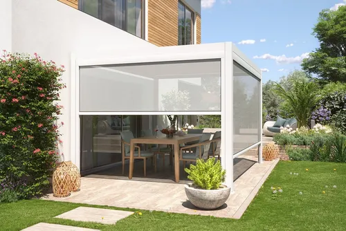 empasa Vorhang für freistehende Pergola - Sicht- und Sonnenschutz - Praktisches Zubehör für die Pergola ZEUS. Wetterfester Stoff, einfache Montage und individuelle Steuerung per Hand oder elektrisch. Ideal für zusätzlichen Sicht- und Sonnenschutz.
