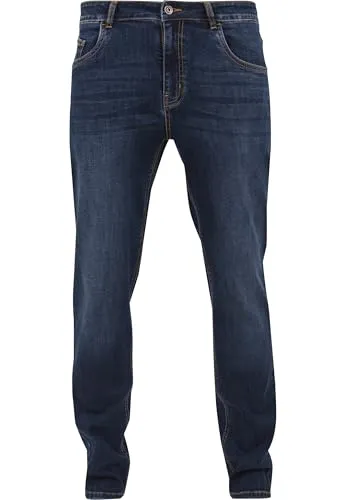 Urban Classics Herren Stretch Denim Pants - Darkblue 32, Bequeme Five-Pocket Jeans - Jeans in angesagtem Used-Look aus bequemer Stretchqualität, ideal zum Kombinieren. Ein absolutes Must-Have für jeden Kleiderschrank!