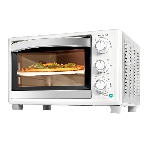 Cecotec Tischofen BakeundToast 2600 White 4Pizza - Pizzaofen mit 26L Kapazität und 1550W Leistung, inklusive Pietra Pizza Stein für perfekte Ergebnisse, 6 Funktionen und Innenbeleuchtung für optimale Garüberwachung.