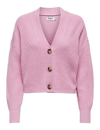 ONLY Strickjacke ONLCAROL NICE L/S CARDIGAN KNT NOOS, Prism Pink - Modische Cardigan in Prism Pink, aus pflegeleichtem Rippstrick, ideal für stilvolle Outfits. Perfekt für die Übergangszeit!