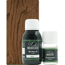 Rubio Monocoat Set Oil Plus 2C Black 130ml (A+B) - Hochwertiges Holzöl für Innenanwendungen, färbt und schützt in nur einem Anstrich. Ideal für Möbel und Böden, umweltfreundlich mit 0% VOC.
