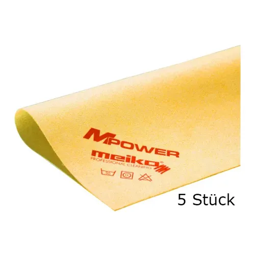 Meiko MPower Microfasertuch gelb 40x40 cm - 5er Pack für streifenfreie Reinigung - Microfasertuch für alle Oberflächen, besonders strapazierfähig und fusselfrei. Ideal für die Reinigung von Waschbecken, löst mühelos Fett und Schmutz.
