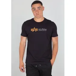 Alpha Industries Herren Alpha Label T-Shirt XL - Schwarz - Hochwertiges T-Shirt im Regular Fit für Herren mit coolem Brustprint und Flag Logolabel auf dem Ärmel. Ideal für lässige Outfits und Flugzeugfans.
