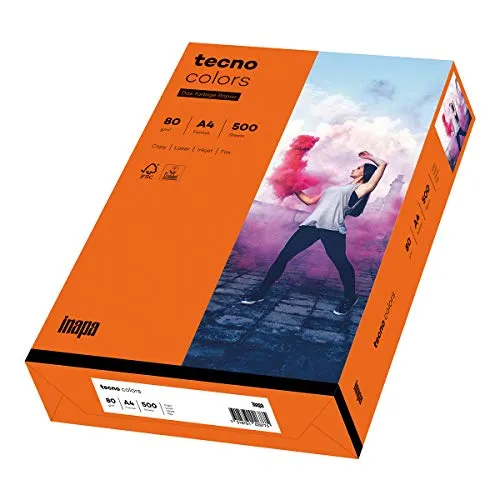 Farbiges Kopierpapier tecno colors, DIN A4, 80 g/m², intensivorange, 500 Blatt