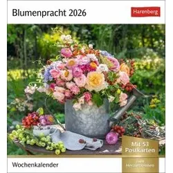 Blumenpracht Postkartenkalender 2026 - Wochenkalender mit 53 Postkarten