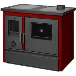 moeby24 Kaminofen Küchenofen Holzherd Kaminofen Herd Gusseisen 11,91KW BimSchV2 EEK A+ Bordeux, 11 kW, Küchenofen, (1-tlg), Backen / Kochen möglich rot