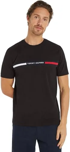 Tommy Hilfiger CHEST INSERT TEE XL Black - Stylisches T-Shirt für Männer, ideal für lässige Freizeitlooks. Aus weichem, dehnbarem Single Jersey für optimalen Tragekomfort.