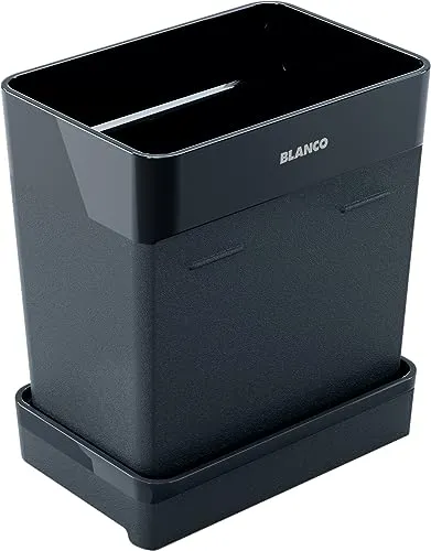 BLANCO Worktop Organizer Container | Platzsparendes Behälter Set für Utensilien - Optimale Aufbewahrungslösung für Spülbürste, Schwämme und Küchentücher. Mit Abtropfschale für trockene Utensilien und flexibler Einsatz auf der Arbeitsplatte oder am Spülbecken. Einfach zu reinigen und nachhaltig aus recyceltem Material.