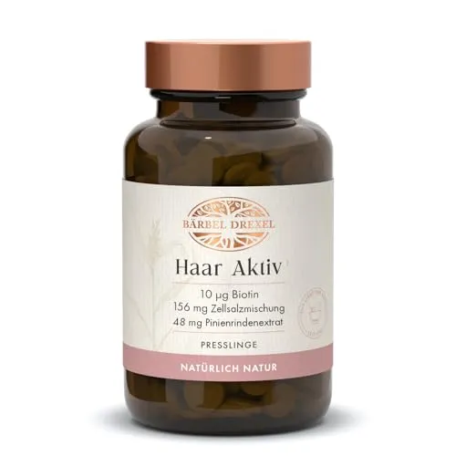BÄRBEL DREXEL® Haar Aktiv mit Biotin Tabletten (125 Stk) - Biotinpräparate für gesundes Haarwachstum, unterstützt durch Zink und Kupfer. Vegan, ohne Zusatzstoffe und mit höchster Bioverfügbarkeit für schöne, glänzende Haare.