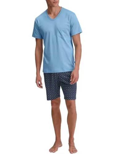 CALIDA Shorty Relax Streamline (2 tlg) - V-Ausschnitt in Grün XL (56) - Herren-Nachtwäsche aus 100% Baumwolle, atmungsaktiv und bequem für erholsame Nächte. Ideal für entspannte Abende.
