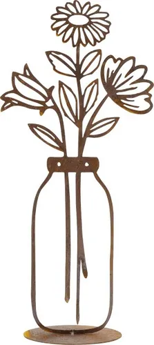 Badeko Blumenvase Lisa - Rostbraune Gartenfigur 40 x 18 x 6 cm - Elegante Blumenvase aus robustem Stahl, ideal für Innen- und Außenbereich. Setzen Sie stilvolle Akzente in Ihrem Garten oder Zuhause.