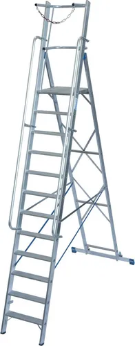 Stabilo Stufen-Stehleiter mit großer Plattform und Sicherheitsbügel - Aluminium-Stehleiter mit 12 Stufen, bietet eine Tragfähigkeit von 150 kg und sorgt mit großer Plattform und Sicherheitsbügel für maximale Stabilität und Sicherheit.