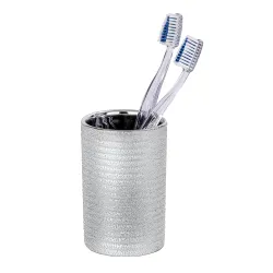 Wenko-Wenselaar GmbH & Co. KG WENKO Polaris Juwel Zahnputzbecher, Dekorativer Zahnputzbecher zur Aufbewahrung von Zahnbürsten und -pasta, Silber 21992100