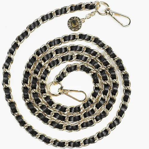 Handykette Ledero schwarz Metall Gold 120cm 2 Karabiner edle Optik