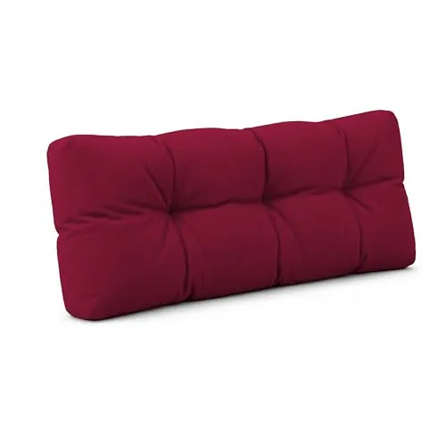 POKAR Palettenkissen Palletenauflagen Palettenpolster Palettensofa Palettenmöbel Schaumflocken Kissen für Europaletten Sitzkissen 120x40, Dunkelrot