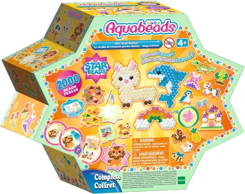 Epoch Aquabeads 31776 Sternperlen Bastelstation - Modellieren mit bunten Perlen, ideal für kreative Kinder von 5-7 Jahren, fördert die Feinmotorik und Kreativität.