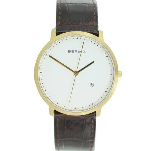Bering Herren Uhr Slim Classic - 11139-534 Leder kroko - Armbanduhren für Herren mit elegantem Design, 39mm Gehäuse aus Edelstahl und datumsanzeige. Ideal für modebewusste Erwachsene!