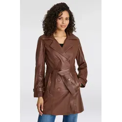 Mauritius Ledermantel GWTaresa - Modischer Leder-Trenchcoat mit Bindegürtel - Funktionsjacken, aus hochwertigem Schafsleder, knielang mit lässigem Schnitt und eleganten Eingrifftaschen für einen stilvollen Look.